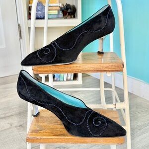 Thierry Rabotin Suede Manon Pump with Silver Heel (size 10.5 US/41 EU)